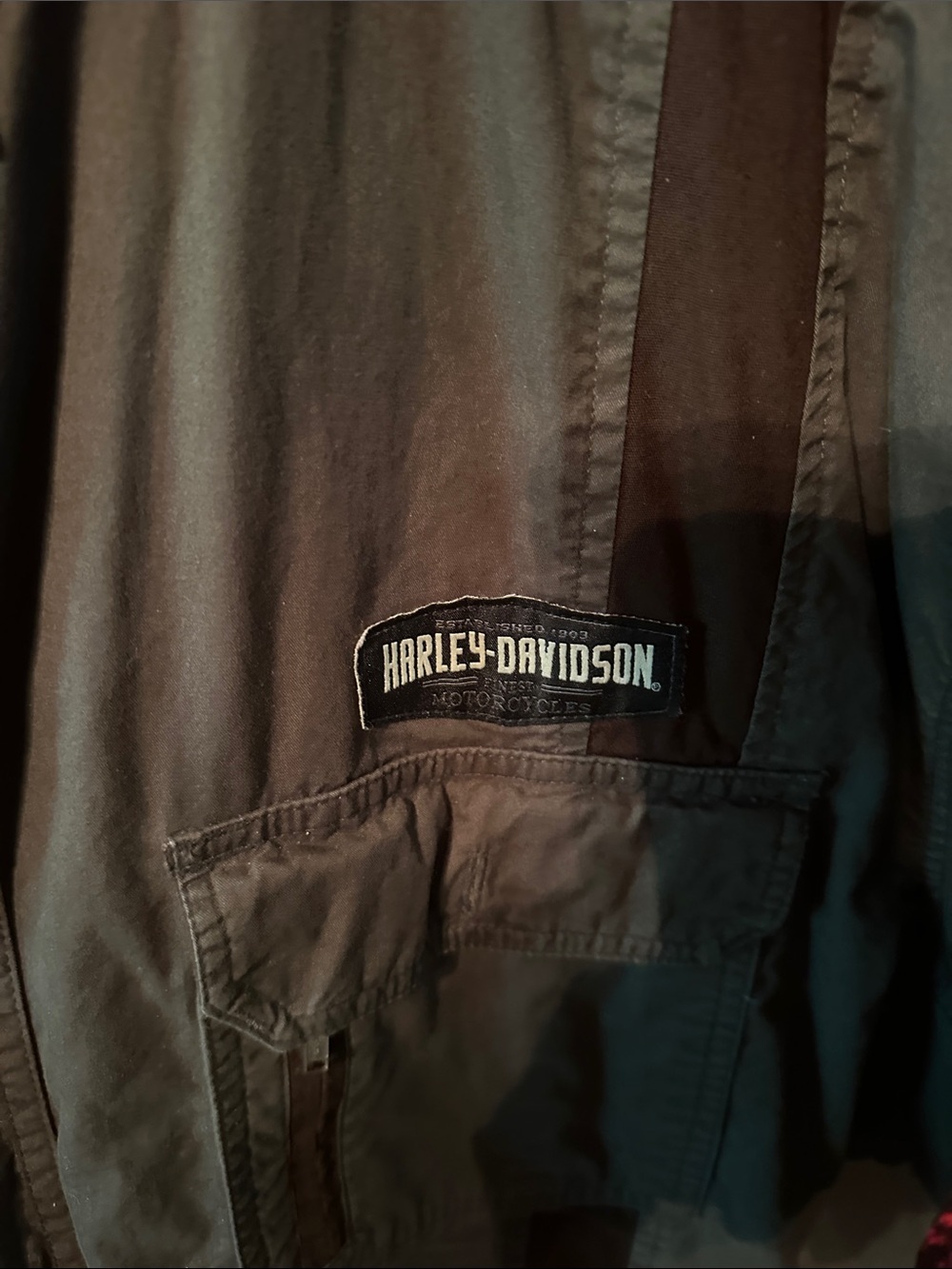 Harley-Davidson Gray Short Sleeve Shirt Jacket with Brown Accents - Picture 2 of 7